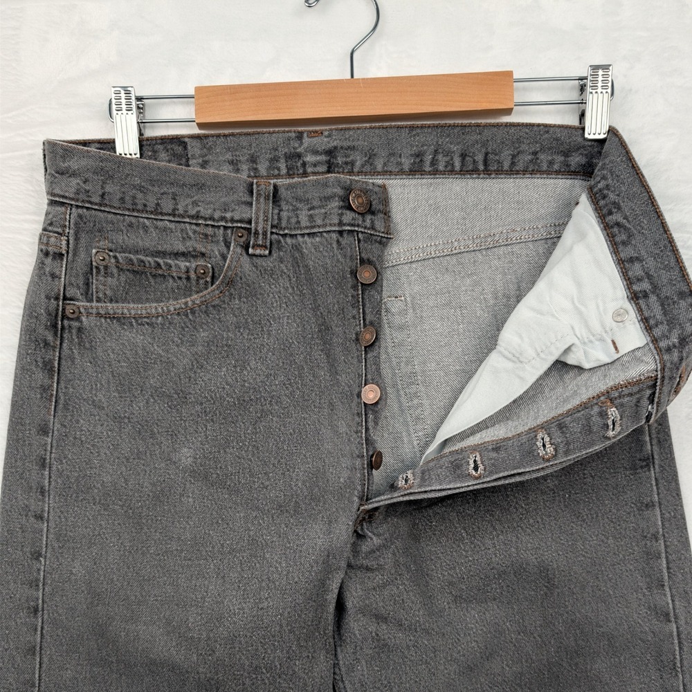 VTG Levi's 501 Jeans Mens 33x32 Grey Button Fly Straight Leg USA Red Batwing 80s